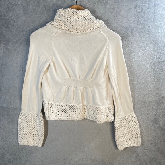 Vintage Lucky Brand Cardigan Sweater Small Crochet Trim Boho Indie Cottagecore - Picture 2 of 7